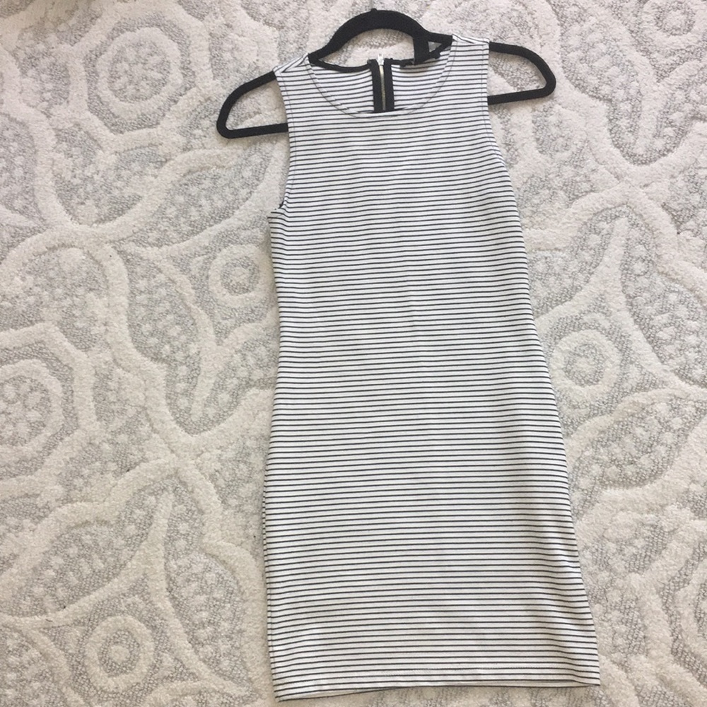 Black and white striped bodycon dress